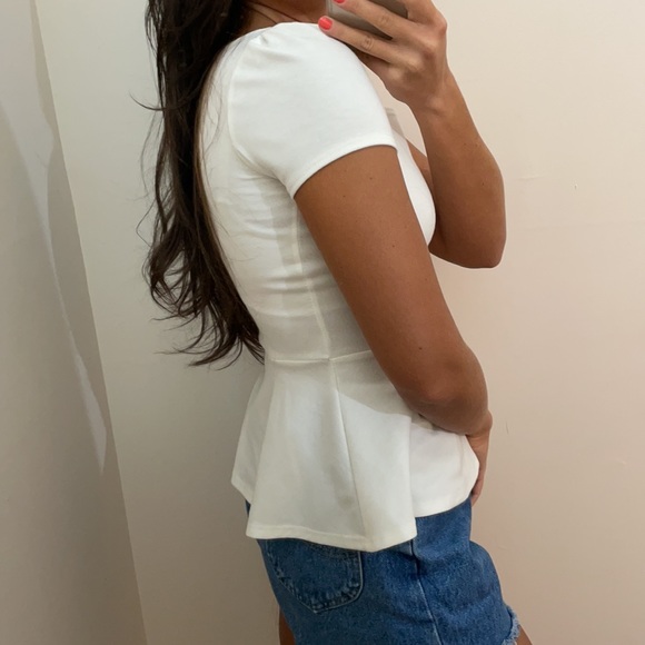 3 for $30 Tops White Peplum Tee - Picture 7 of 8